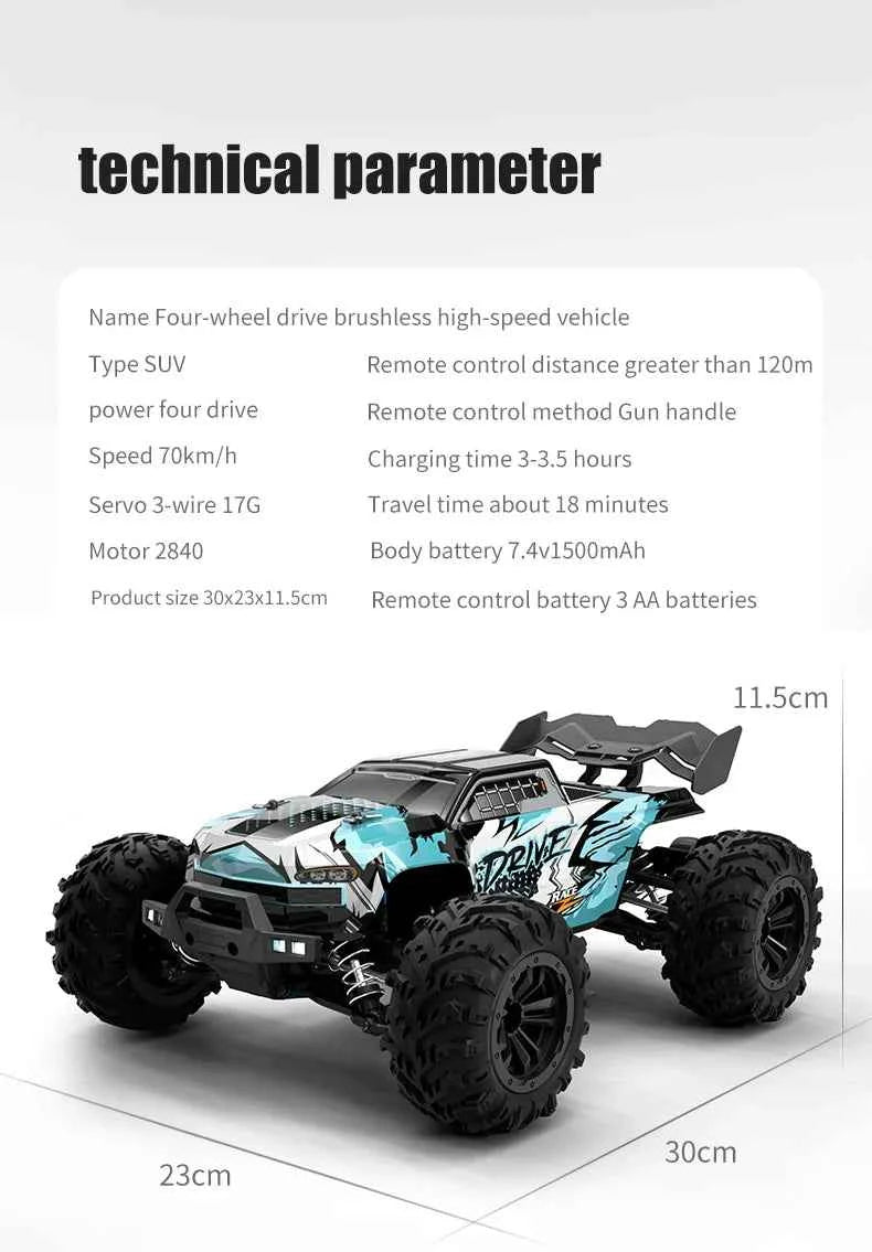 1:16 70KM/H Or 50KM/H 4WD RC Car With LED Remote Control Cars High Speed Drift Monster 4x4 Truck for Kids vs Wltoys 144001 Toys