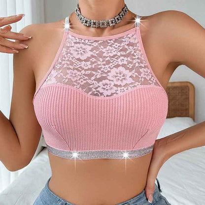 Women Lace Floral Ribbed Camisole Sexy Brassiere Female Underwear Comfortable Backless Bras New Fashion Ladies Lingerie