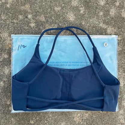 Solid Color Underwear Cross-back Women Fitness Bra Yoga Vest Gym Sport Top Hollow back Push With Chest Pad Four shoulder straps