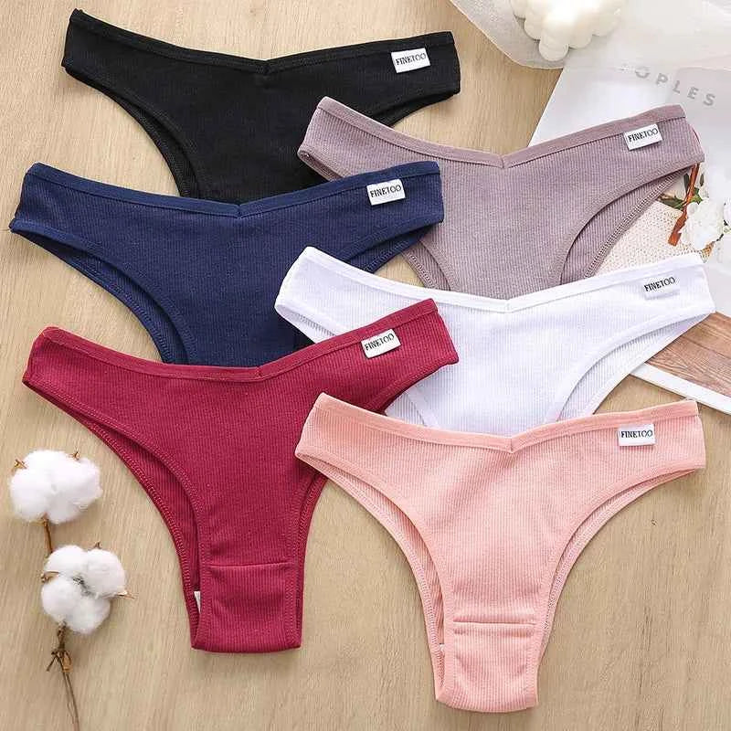 5Pcs/Set Women Cotton Brazilian Panties V Waist Female Underwear Comfortable Underwear Low Rise T-Back Bikini Girls Lingerie New