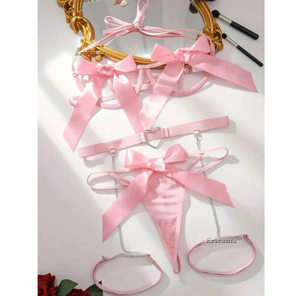 Red Floral Lace Garter Lingerie Set With Choker Women Intimates 2022 Underwire Bra And Thongs Ladies Underwear Set