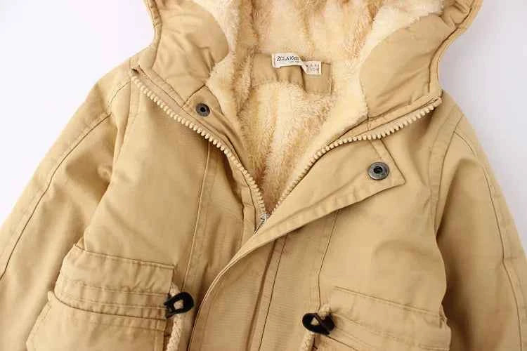 Winter Kids Clothes Plus Velvet Thicken Warm Jacket for Girls Casual Zipper Boys Outerwear Solid Versatile Children&