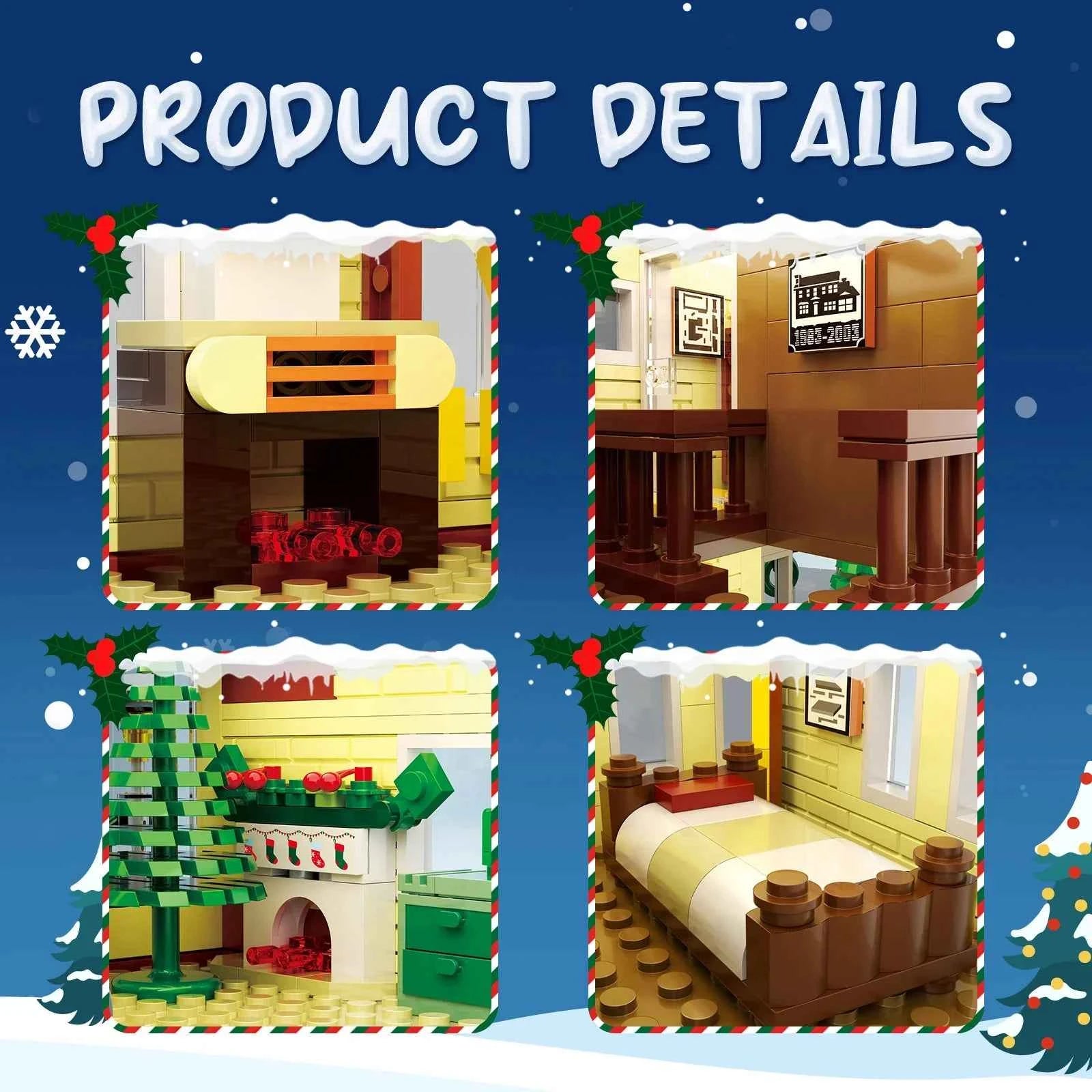 Christmas Vacation House Building Blocks Set Christmas Holiday Snow Village Toys Decor Gift for Adults and Boys Girls (1156 pcs)