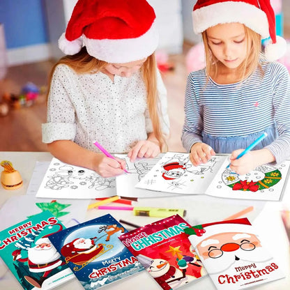 Christmas Coloring Book,24pcs Christmas Coloring Books Bulk/Xmas Activity Books Bulk &amp; 12 Christmas Party Color Pencils for Kids