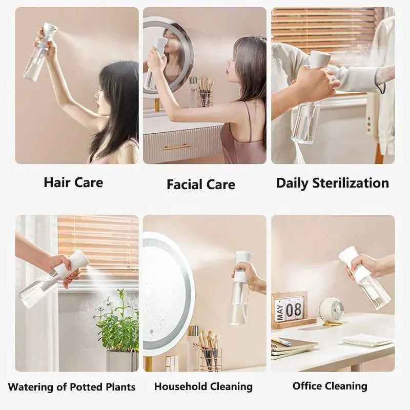 200ml/300ml/500ml High Pressure Continuous Spray Bottle Hair Care Makeup Water Replenishing Spray Bottle Press Mist Spray Bottle