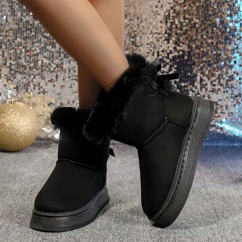 New Fashionable Bow Round Toe Elegant Snow Boots