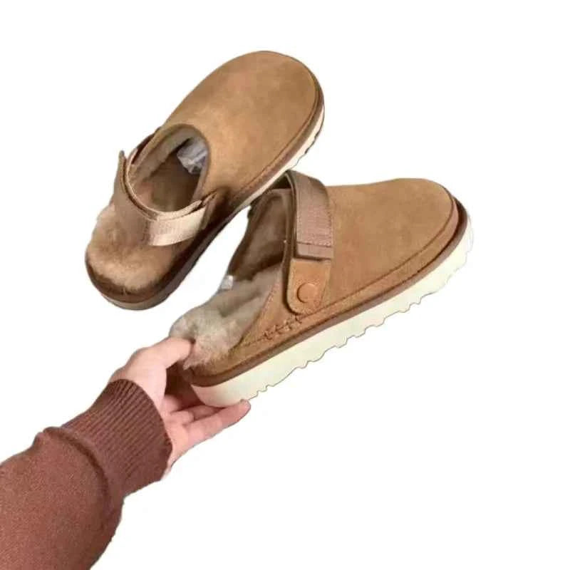 Winter Warm Thick Soles covered Half Slipper Shoes for Women