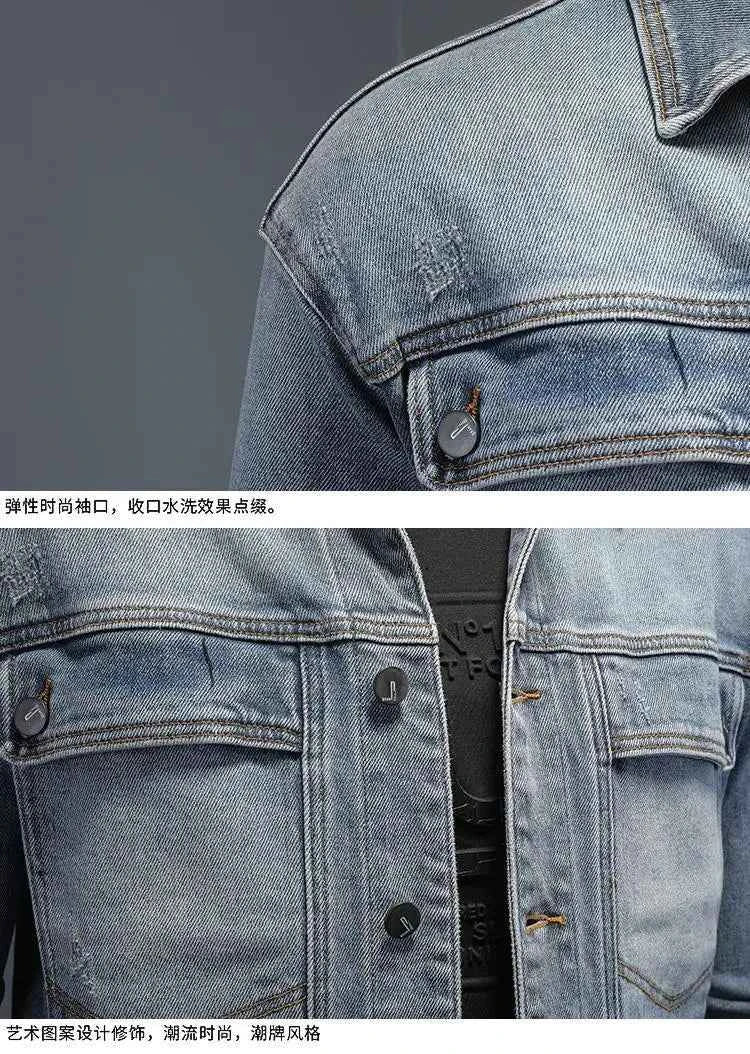 Men’s Classic Denim Jacket – Retro Casual Streetwear Outerwear with Turn-Down Collar and Button Closure, All-Season Fashion Coat