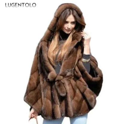 New Elegant Quality Faux Fur Hooded Women&