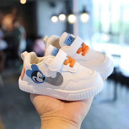 Kids White Casual Shoes For Baby Boy Girl Brand Children Sneaker Mickey Mouse Kids Shoes Toddler Walking Shoes Size 15-25