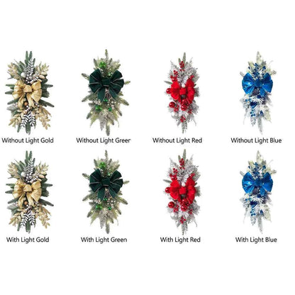 Without/with Light Christmas Wreath Centerpiece Decoration Round Holiday Wall Door Hanging Ornament Swag Trim Garland Home Decor