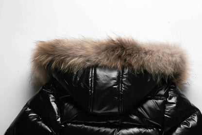 Kids Winter Down Jacket For Real Fur Waterproof Shiny Thick Warm Jackets