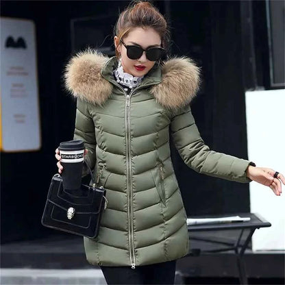Winter Warm Fur Collar Hooded Women&