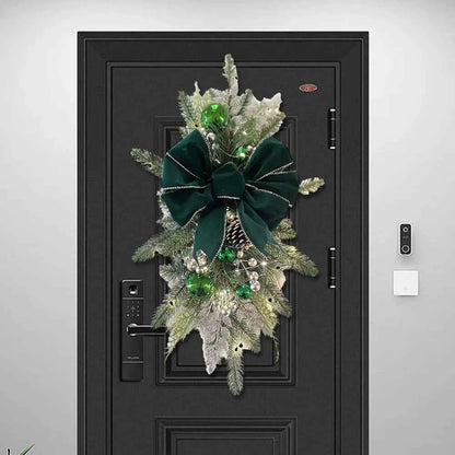 Without/with Light Christmas Wreath Centerpiece Decoration Round Holiday Wall Door Hanging Ornament Swag Trim Garland Home Decor