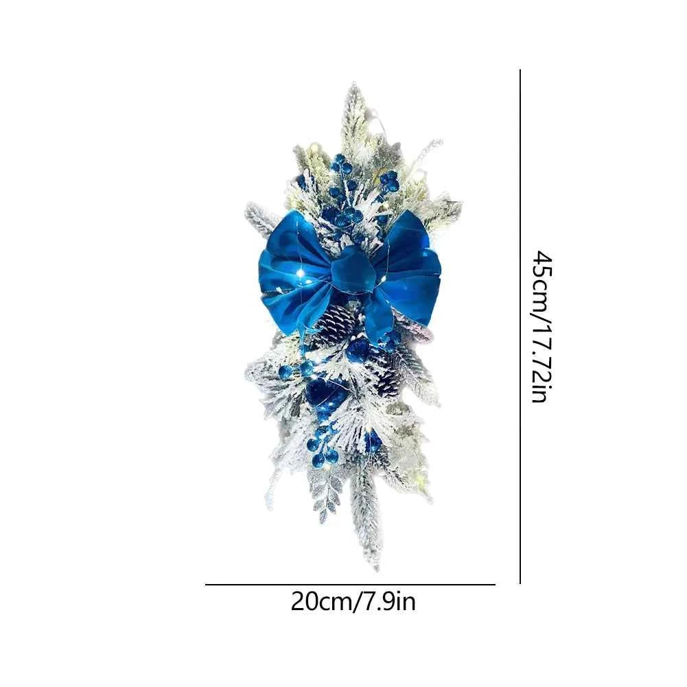 Without/with Light Christmas Wreath Centerpiece Decoration Round Holiday Wall Door Hanging Ornament Swag Trim Garland Home Decor