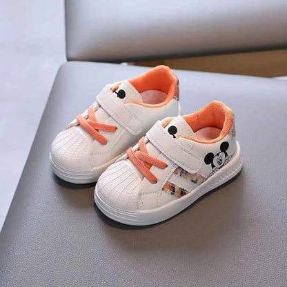 Kids White Casual Shoes For Baby Boy Girl Brand Children Sneaker Mickey Mouse Kids Shoes Toddler Walking Shoes Size 15-25
