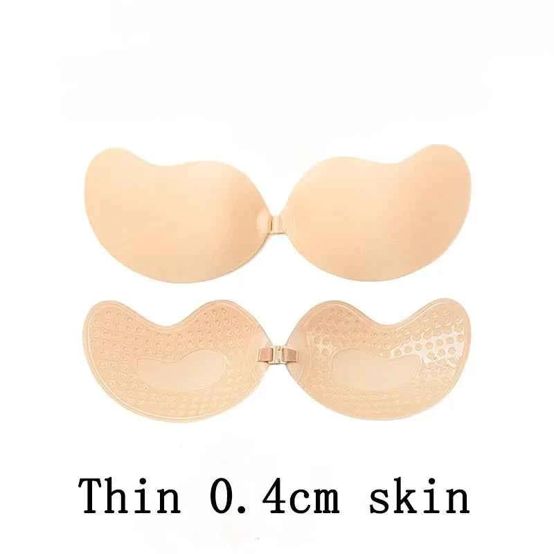 Invisible Push Up Bra for Women Backless Strapless Bra Seamless Front Closure Bralette Underwear Silicone Self-Adhesive Bra Pads
