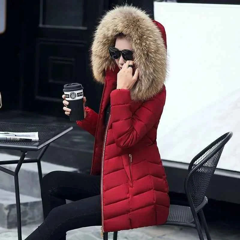 Winter Warm Fur Collar Hooded Women&