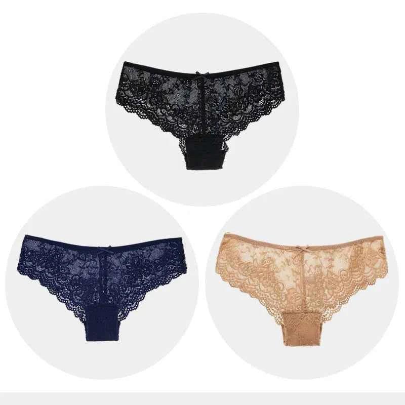 Women Briefs Sexy Full Lace Panties Hollow Out Low-waist Female Shorts Soft Solid Color Breathable Underwear Fast Ship 3pcs/lots