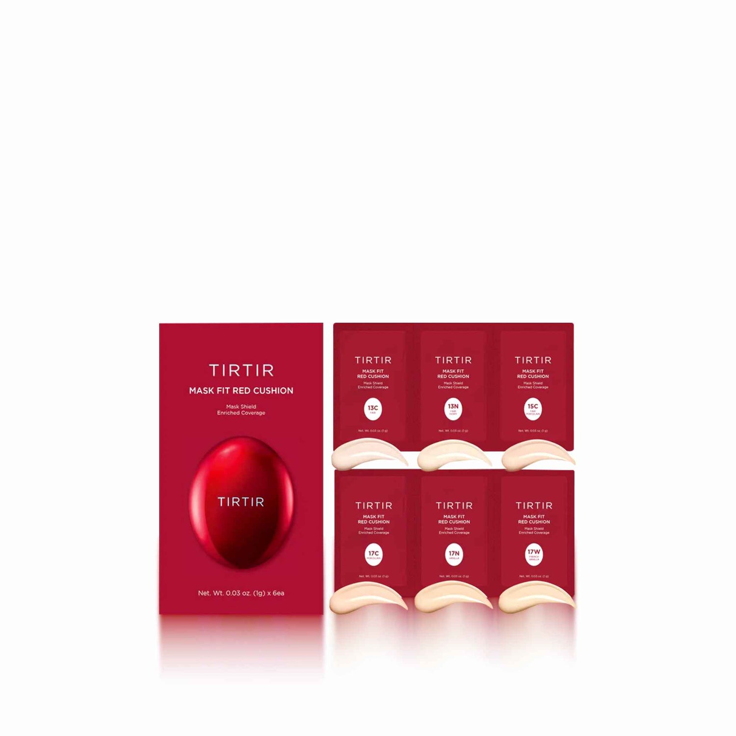TIRTIR Mask Fit Red Cushion 6 Shade Trial Kit – 5 Tone Ranges 33-34