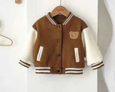 Kids’ Bear Baseball Jacket – Warm Winter Coat for Boys &amp; Girls