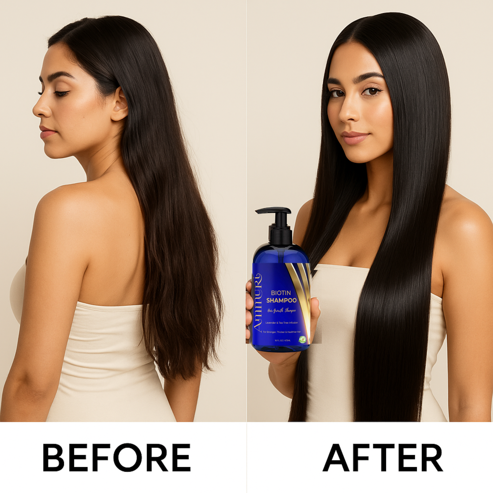 Ammuri Supreme Biotin Shampoo – Daily Hair Care for Thicker-Looking Hair (473ml)