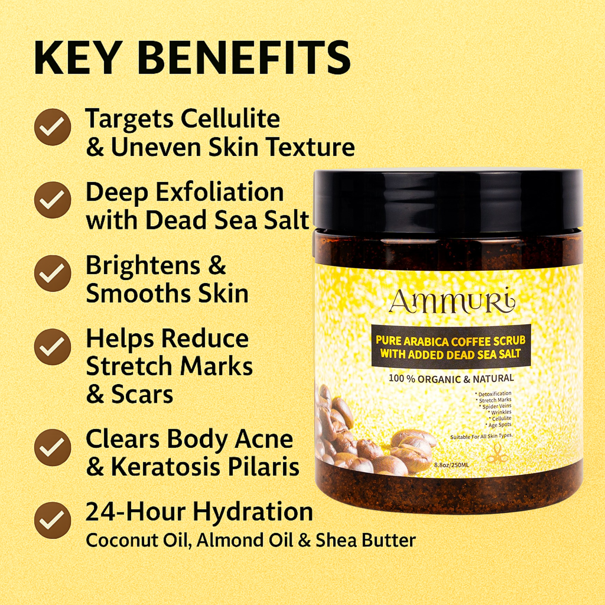 Ammuri Organic Coffee Scrub for Skin - Arabica Face Mask