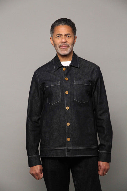 Turner Long Sleeve Shacket - Denim Stay Blue
