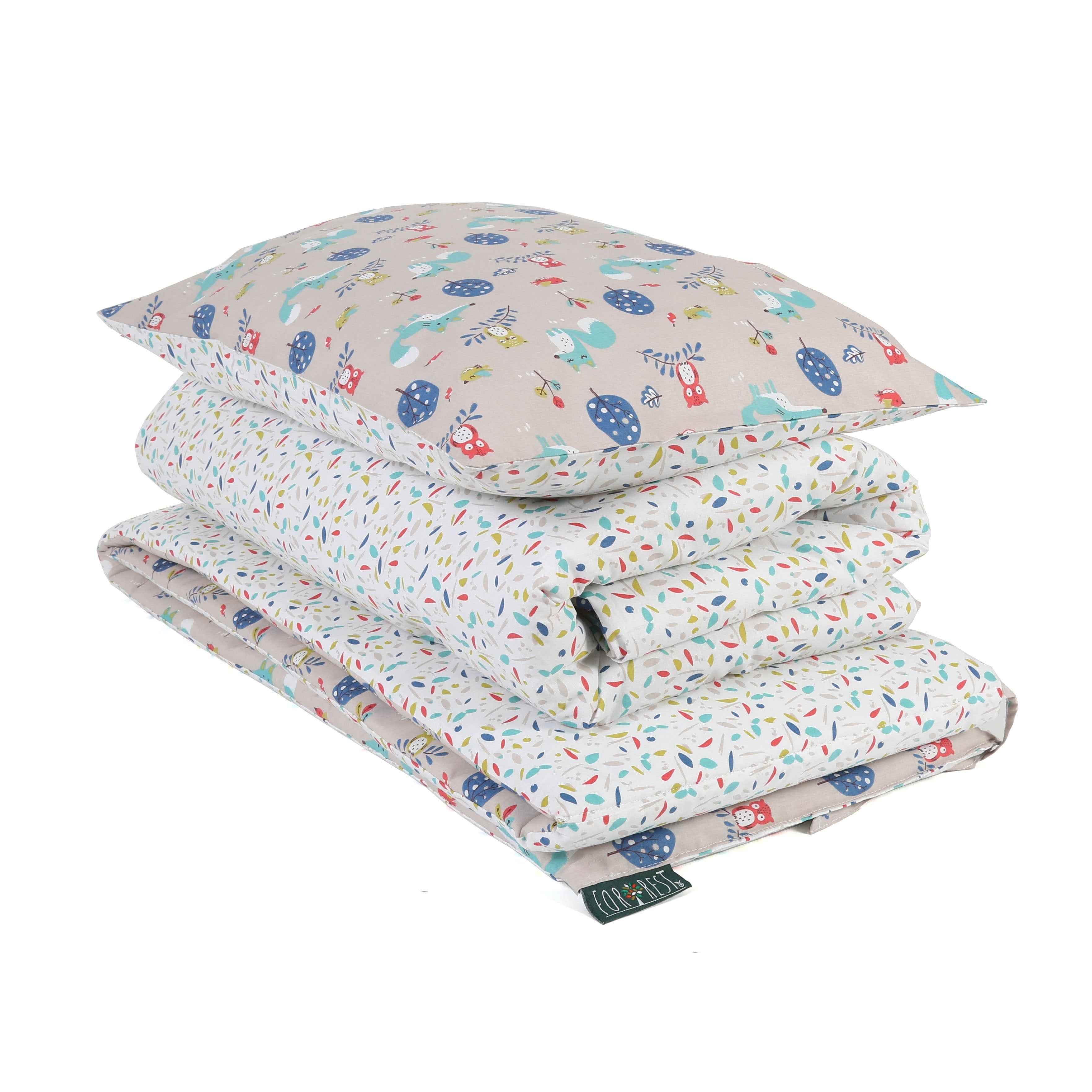 FORREST 3 Piece Reversible Cot Bed Set – Organic Cotton Baby Bedding - Woody