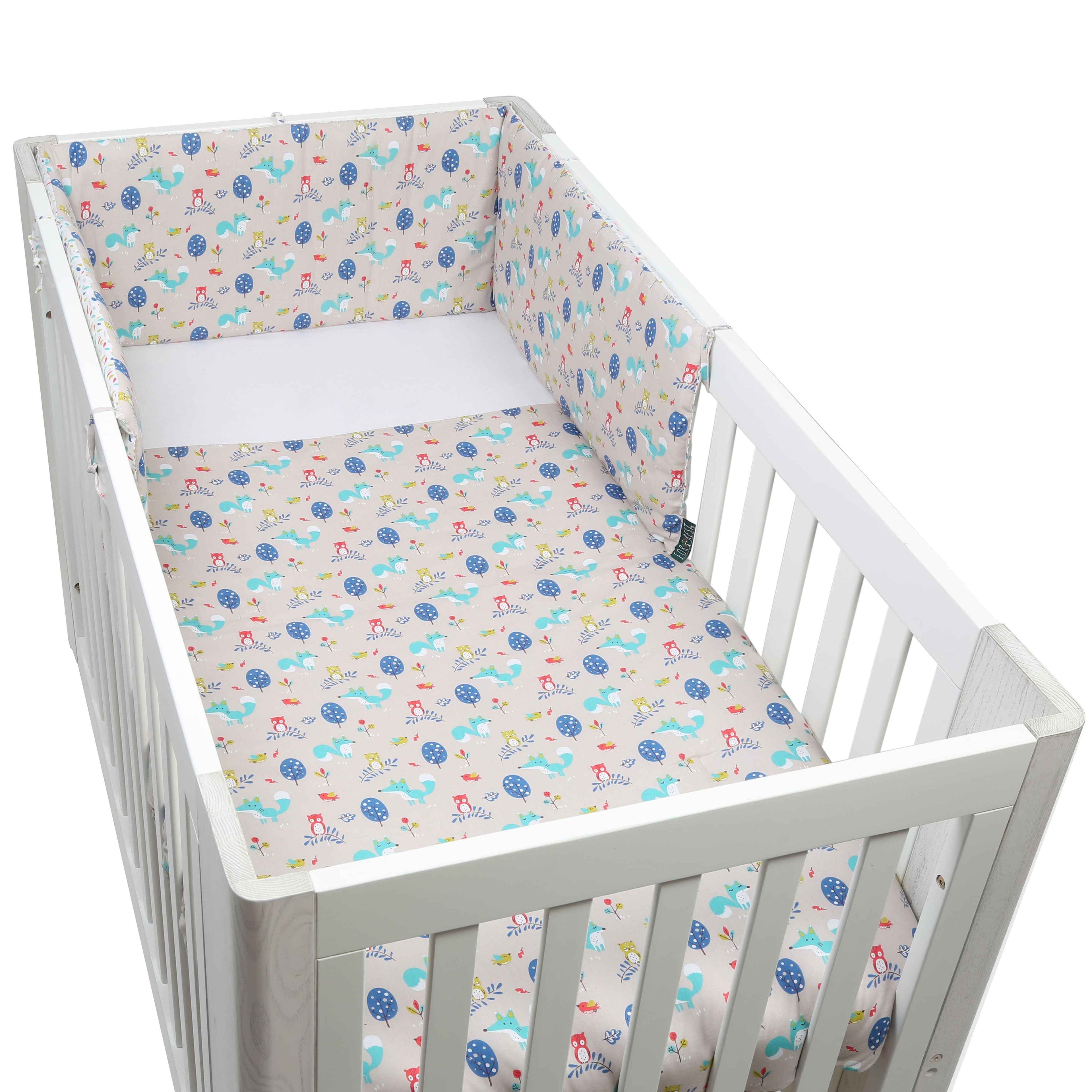 FORREST 3 Piece Reversible Cot Bed Set – Organic Cotton Baby Bedding - Woody