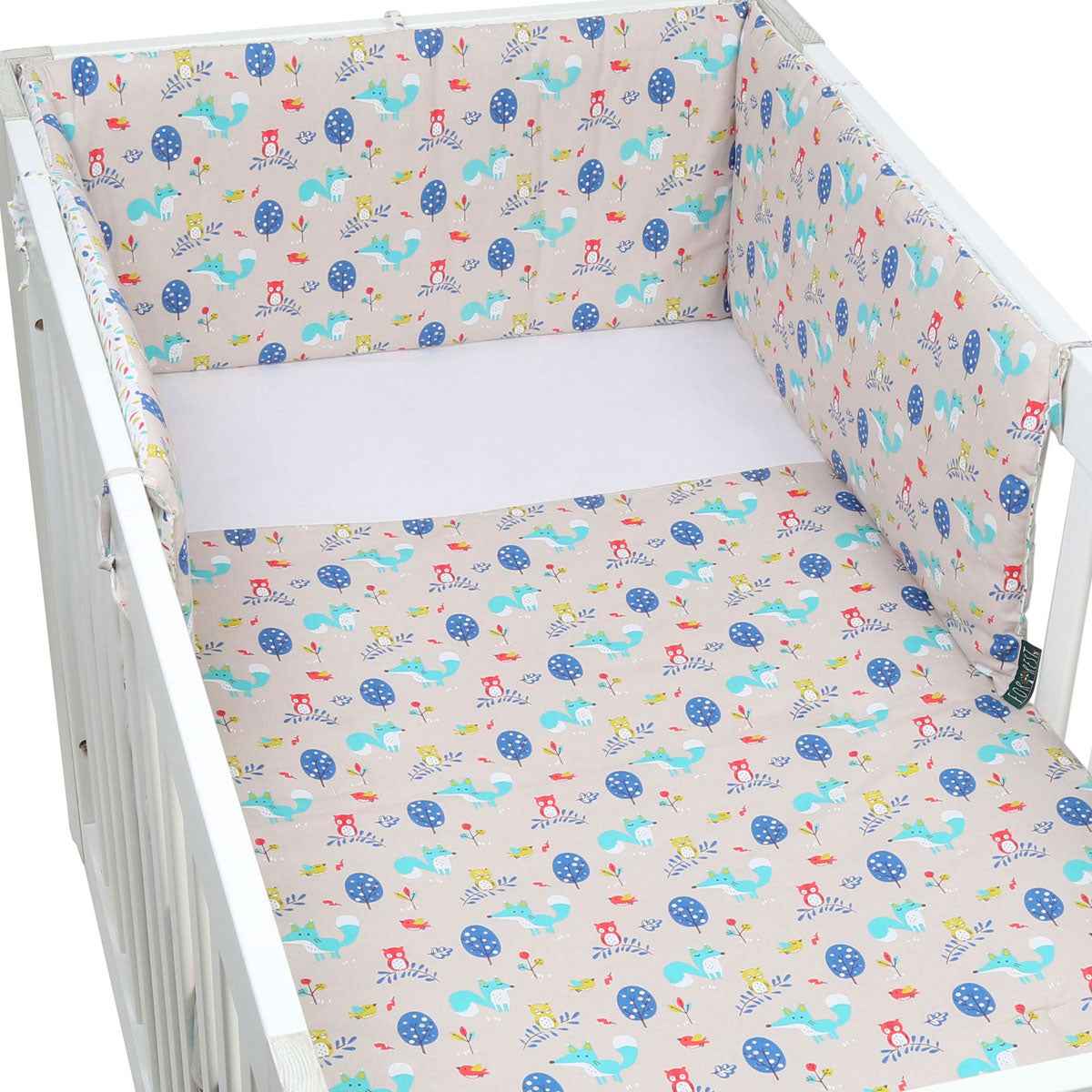 FORREST 3 Piece Reversible Cot Bed Set – Organic Cotton Baby Bedding - Woody