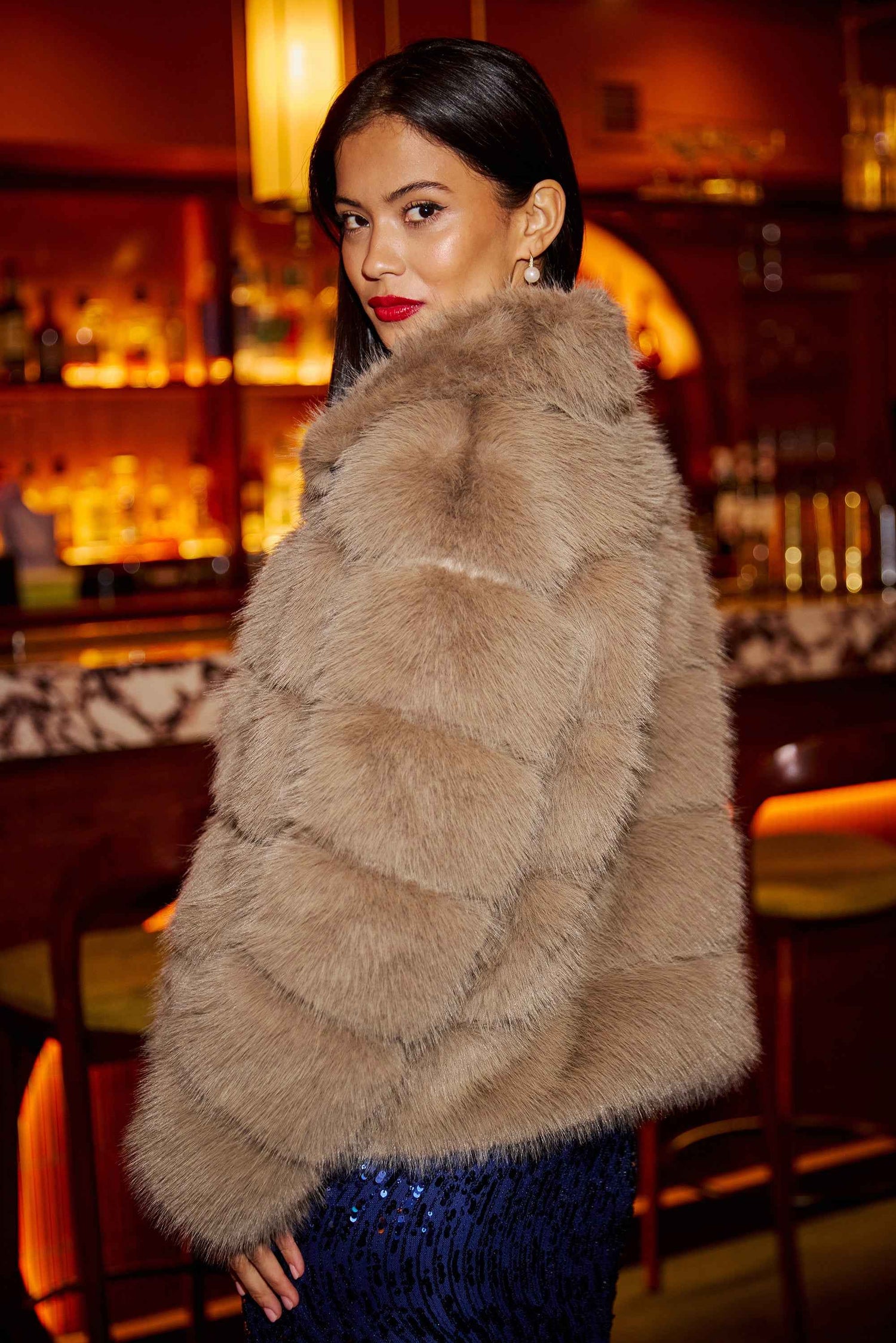 Yumi Coffee Luxe Faur Fur Coat