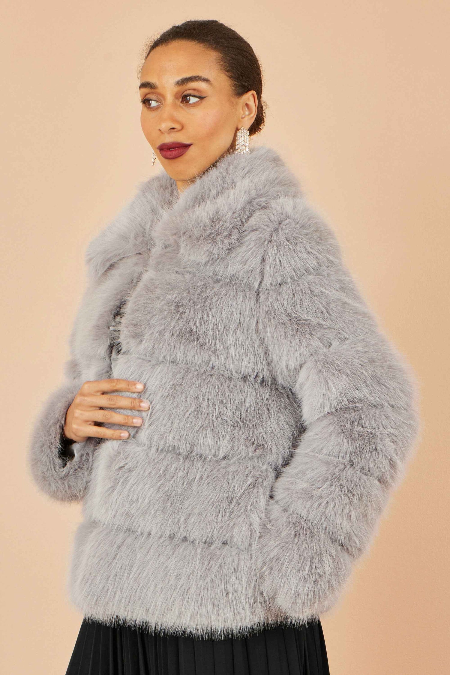 Yumi Grey Luxe Faur Fur Coat