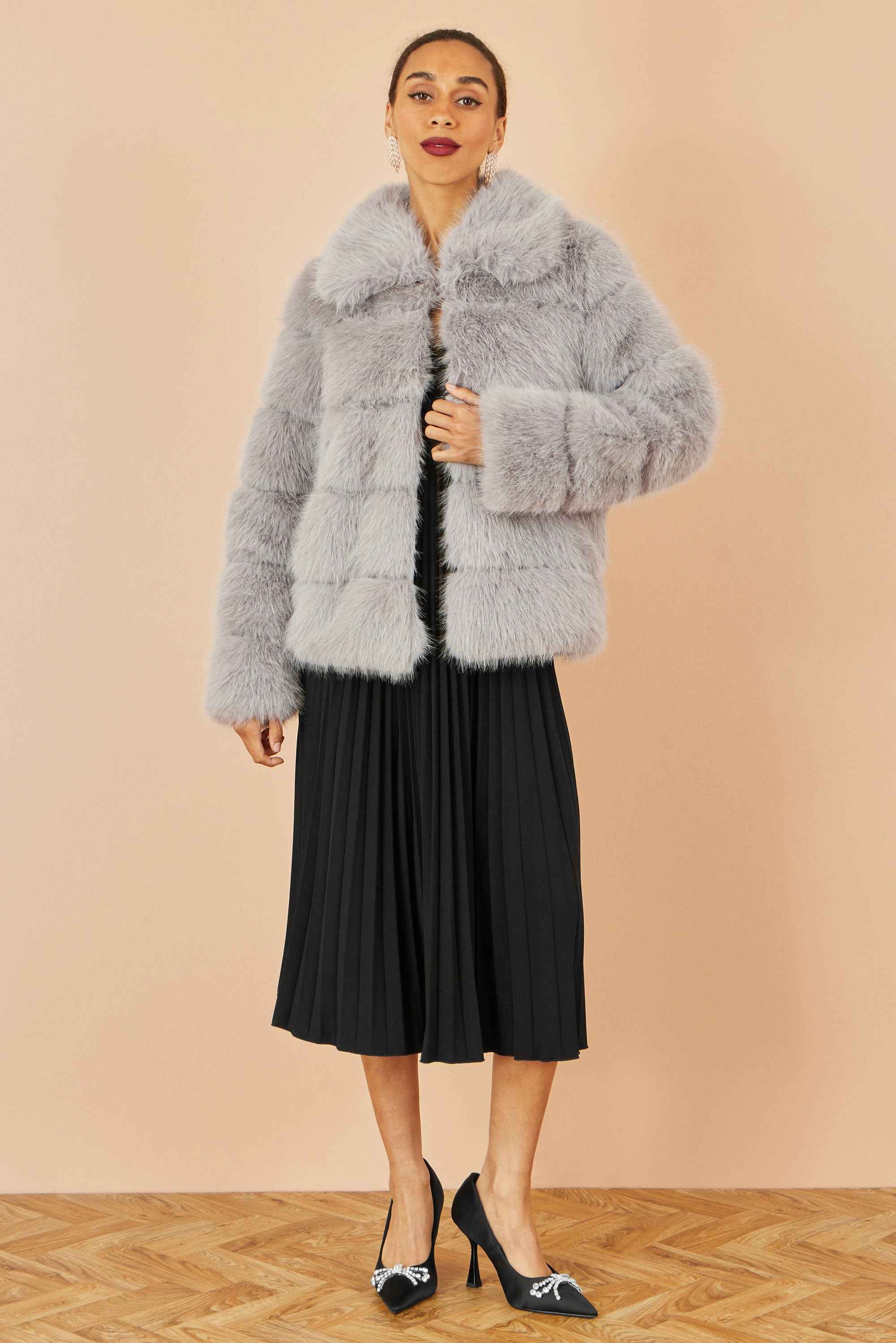Yumi Grey Luxe Faur Fur Coat