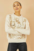 Yumi Cream Relaxed Knitted Jumper With Sequin Detail