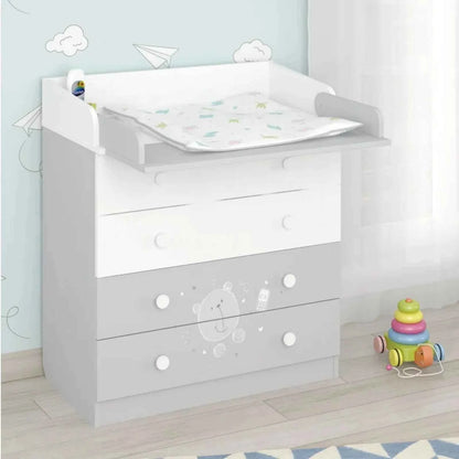 Shefa Kids 800 Teddy Changing Dresser - Grey/White