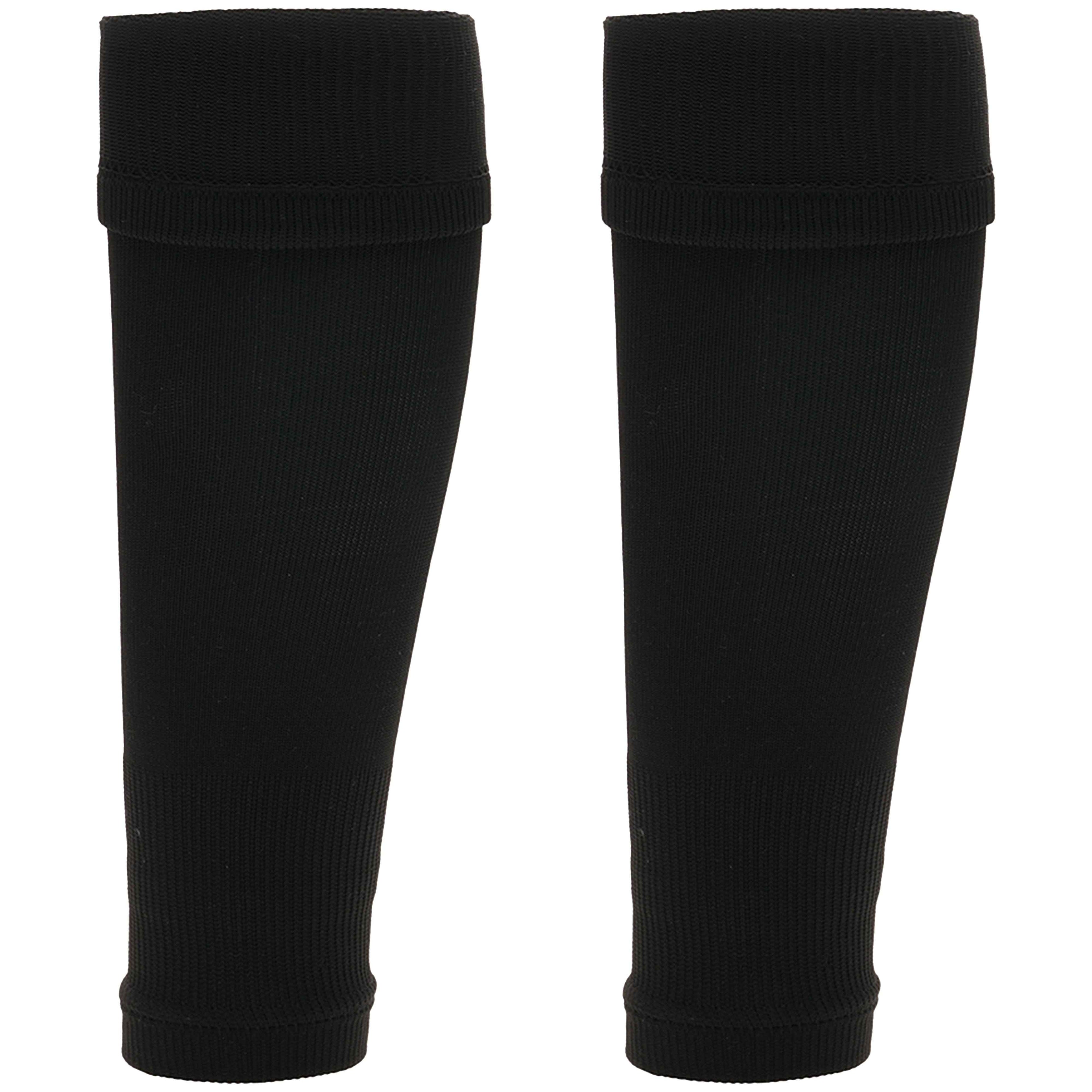Adults Black Football Leg Sleeve Socks Compression Support Fits Over Shin Pads Breathable &amp; Secure for Training Running by Sock Stack