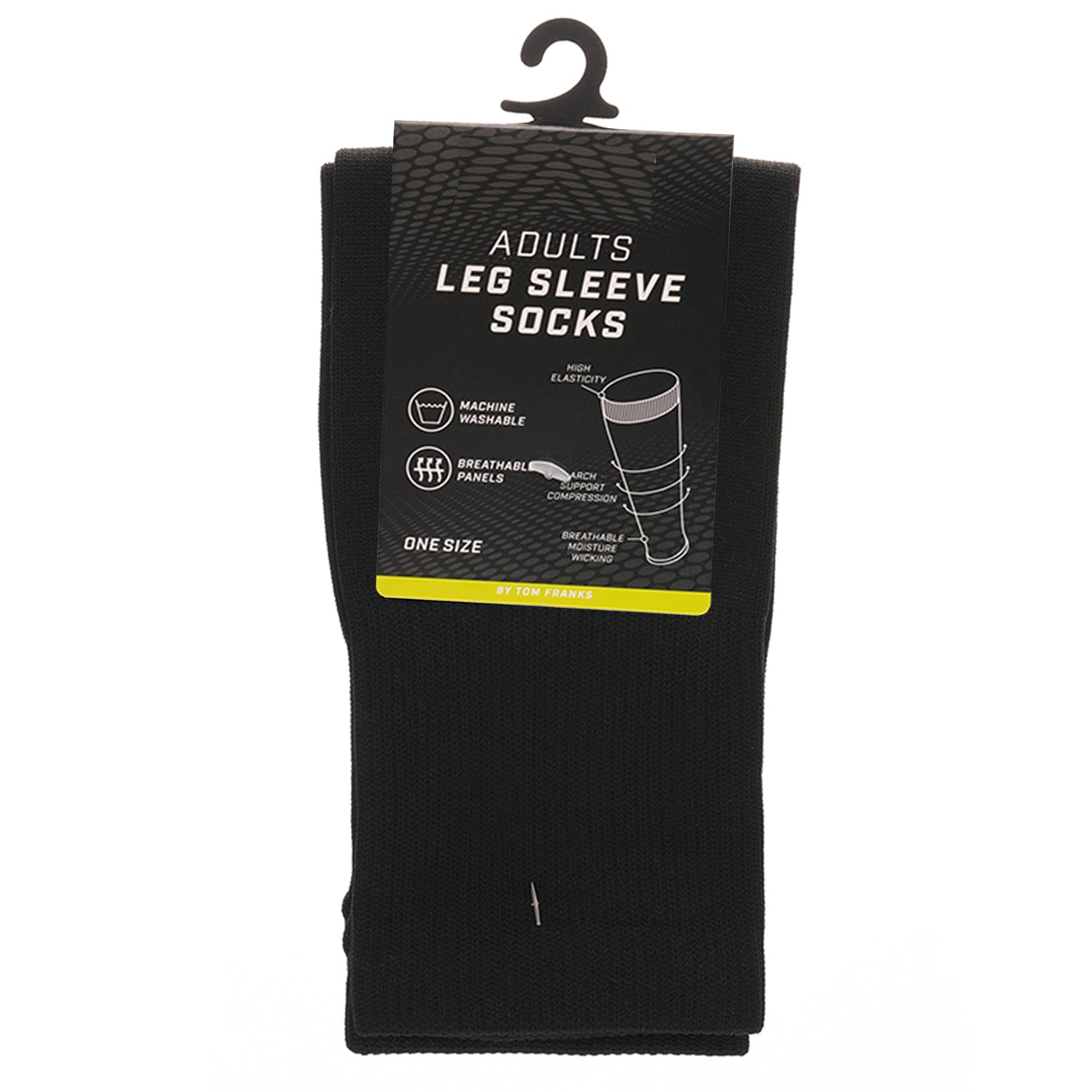 Adults Black Football Leg Sleeve Socks Compression Support Fits Over Shin Pads Breathable &amp; Secure for Training Running by Sock Stack