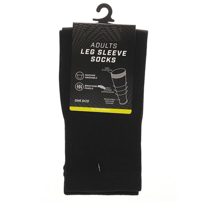 Adults Black Football Leg Sleeve Socks Compression Support Fits Over Shin Pads Breathable &amp; Secure for Training Running by Sock Stack