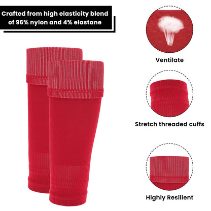 Adults Red Football Leg Sleeve Socks Compression Support Fits Over Shin Pads Breathable &amp; Secure for Training Running by Sock Stack