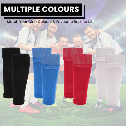 Adults White Football Leg Sleeve Socks Compression Support Fits Over Shin Pads Breathable &amp; Secure for Training Running by Sock Stack