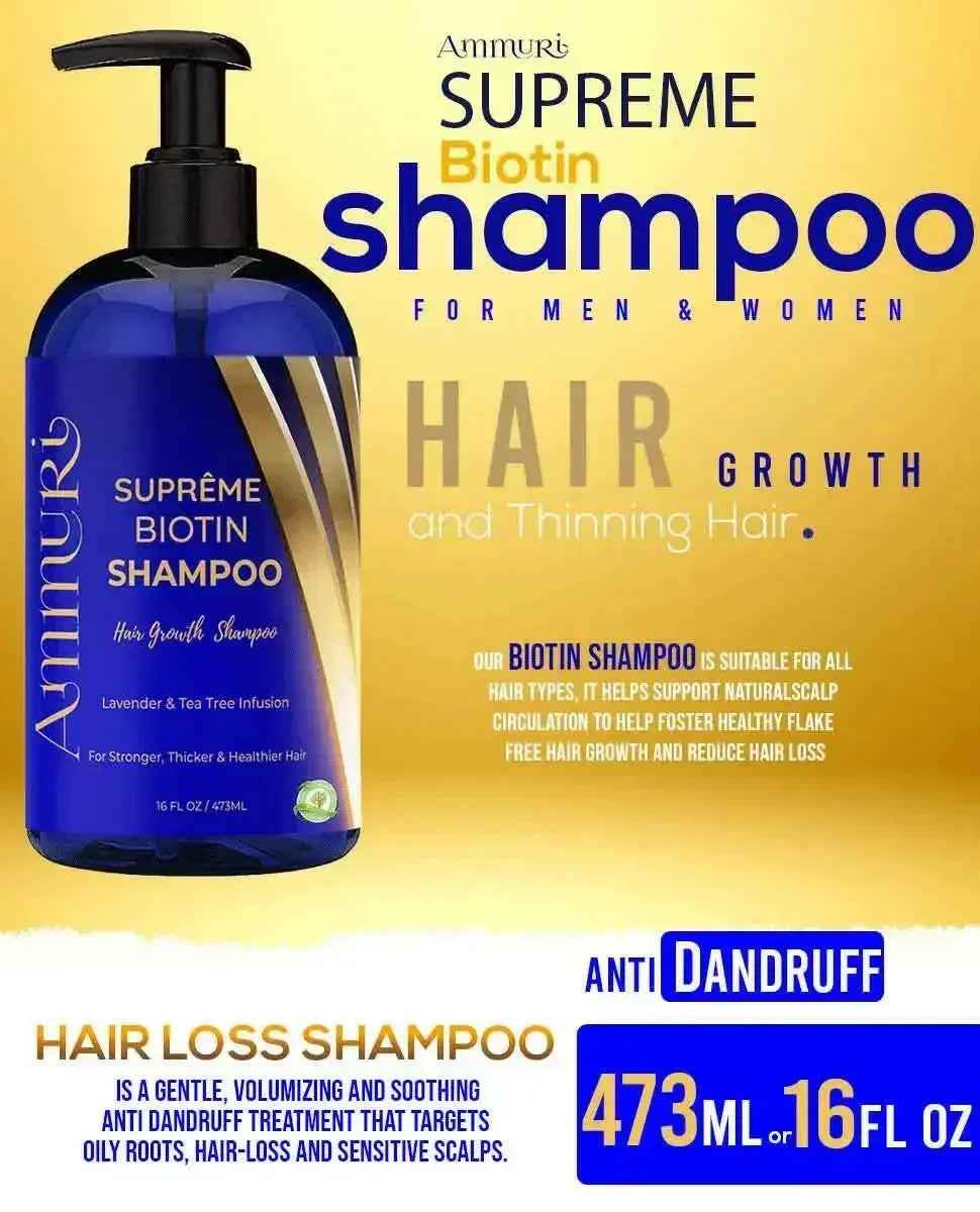 Ammuri Biotin Haircare Set – Anti-Hair Loss Shampoo &amp; Strengthening Hair Serum for Men &amp; Women