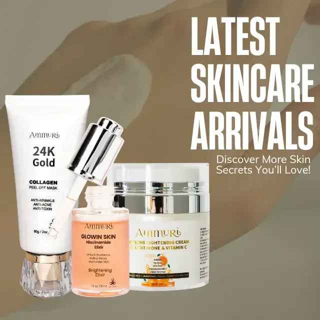 Ammuri Radiance Skincare Set – Niacinamide Serum, Vitamin C Cream &amp; 24K Gold Mask
