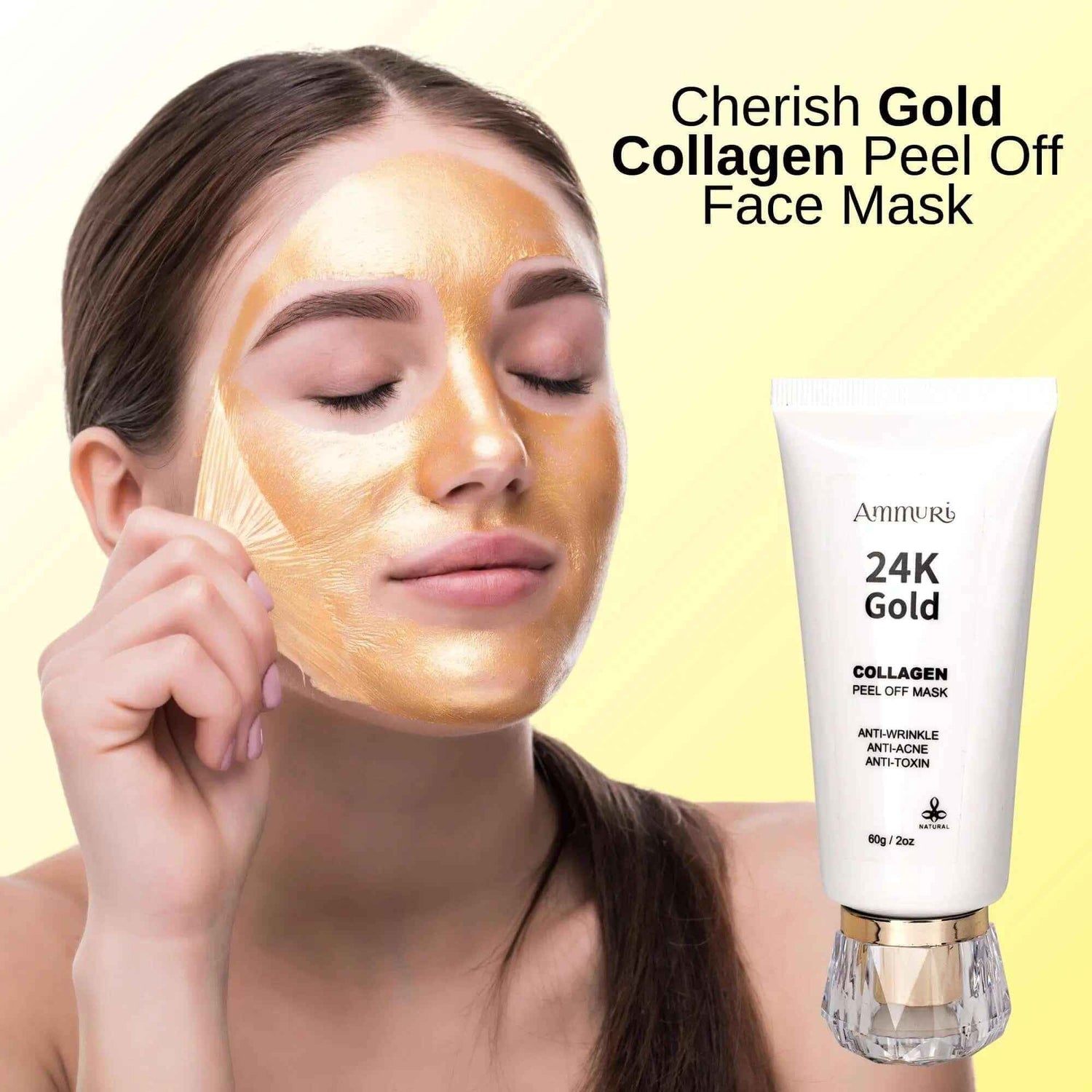 Ammuri 24K Gold Collagen Face Mask Peel Off - Luxury Anti-Aging Treatment 60g