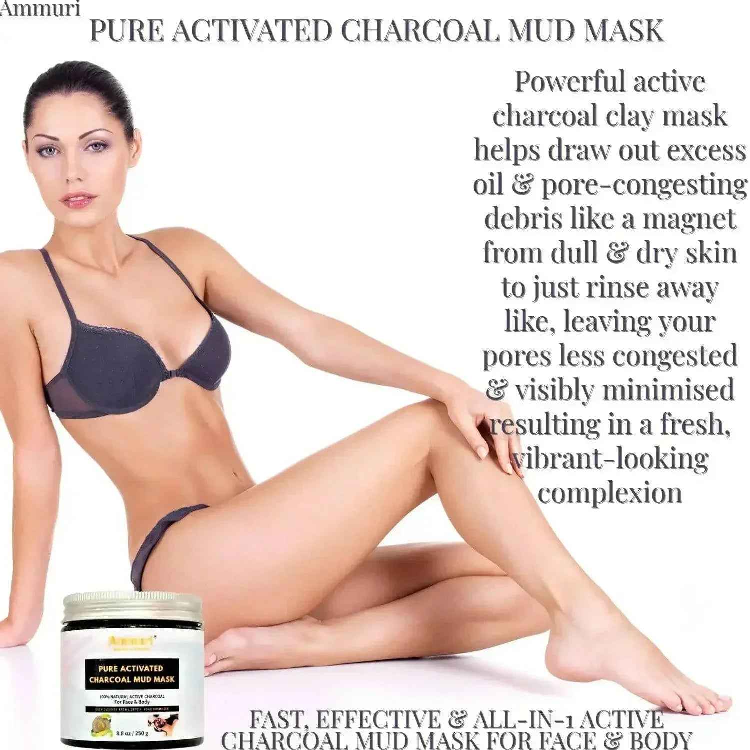 Ammuri Pure Activated Charcoal Mud Mask for Face &amp; Body