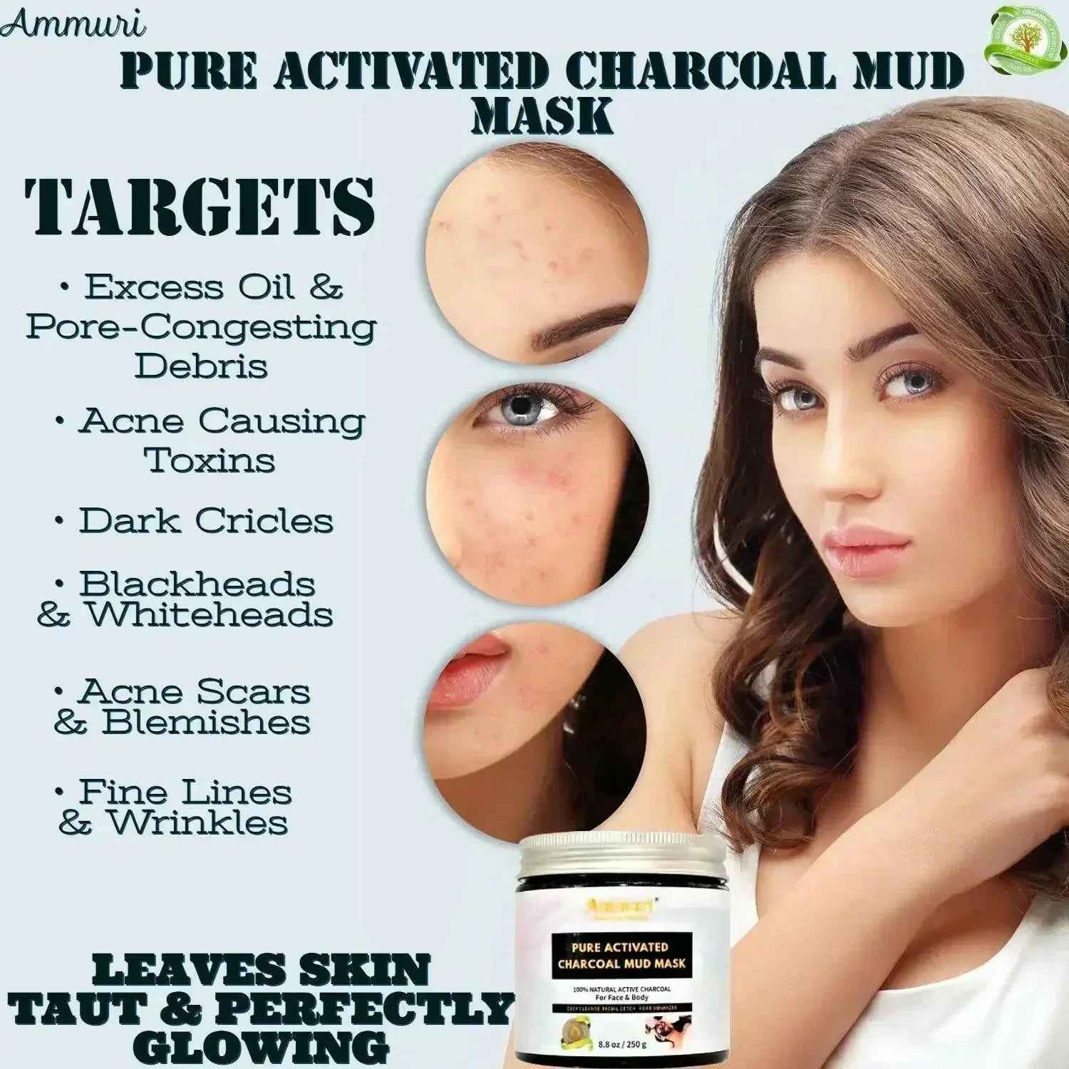 Ammuri Pure Activated Charcoal Mud Mask for Face &amp; Body