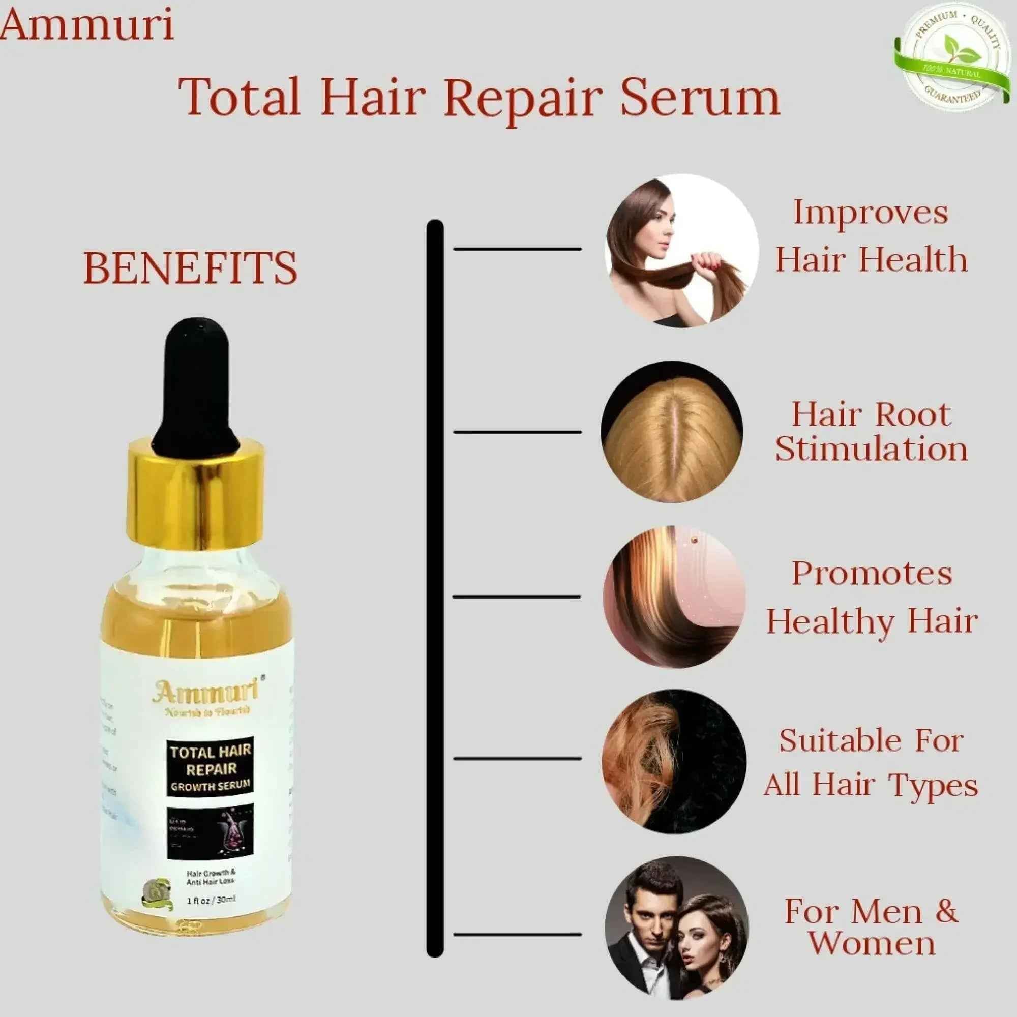 Ammuri Natural Hair Oil – Nourishing Scalp &amp; Hair Care for Thicker-Looking Hair (50ml)