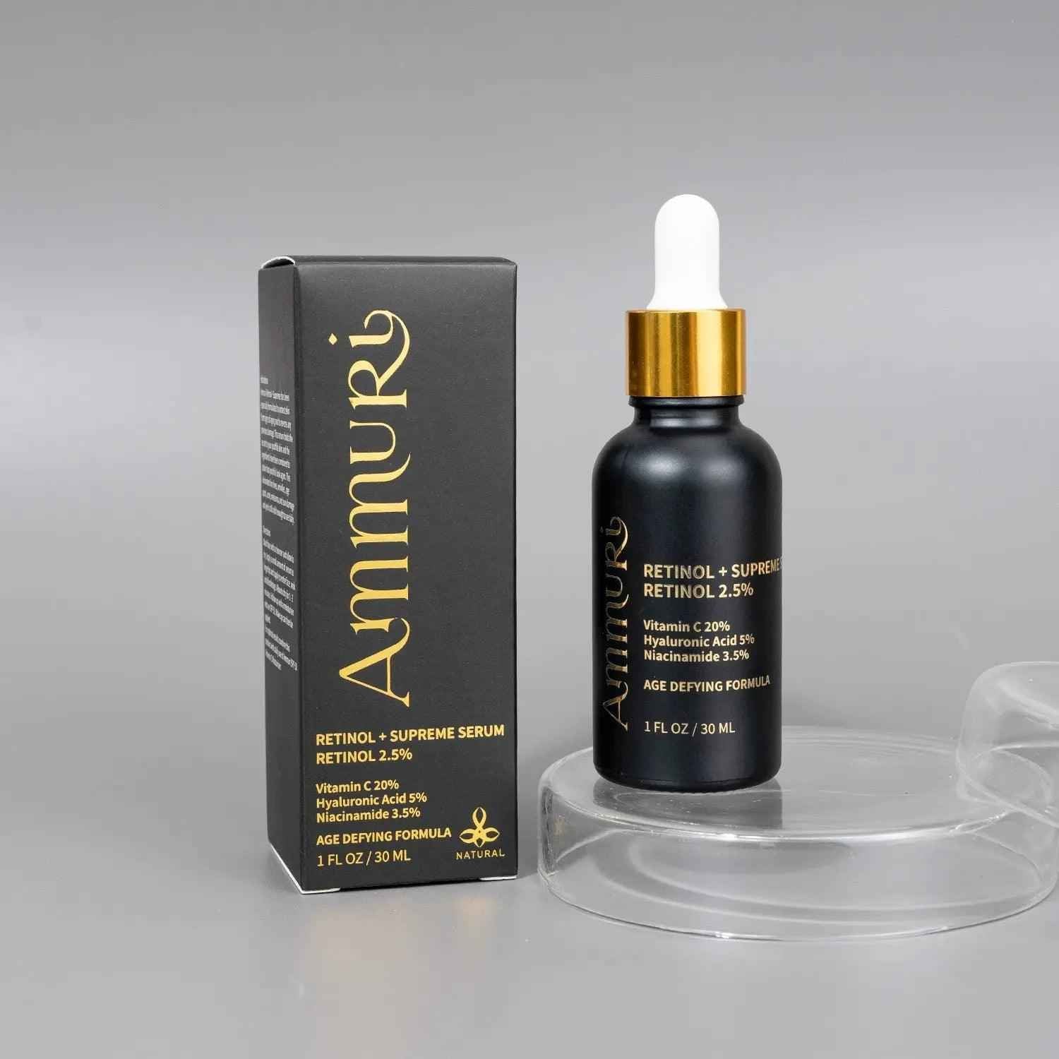 Ammuri Retinol 2.5% Face Serum - Retinol Serum with Vitamin C and Niacinamide