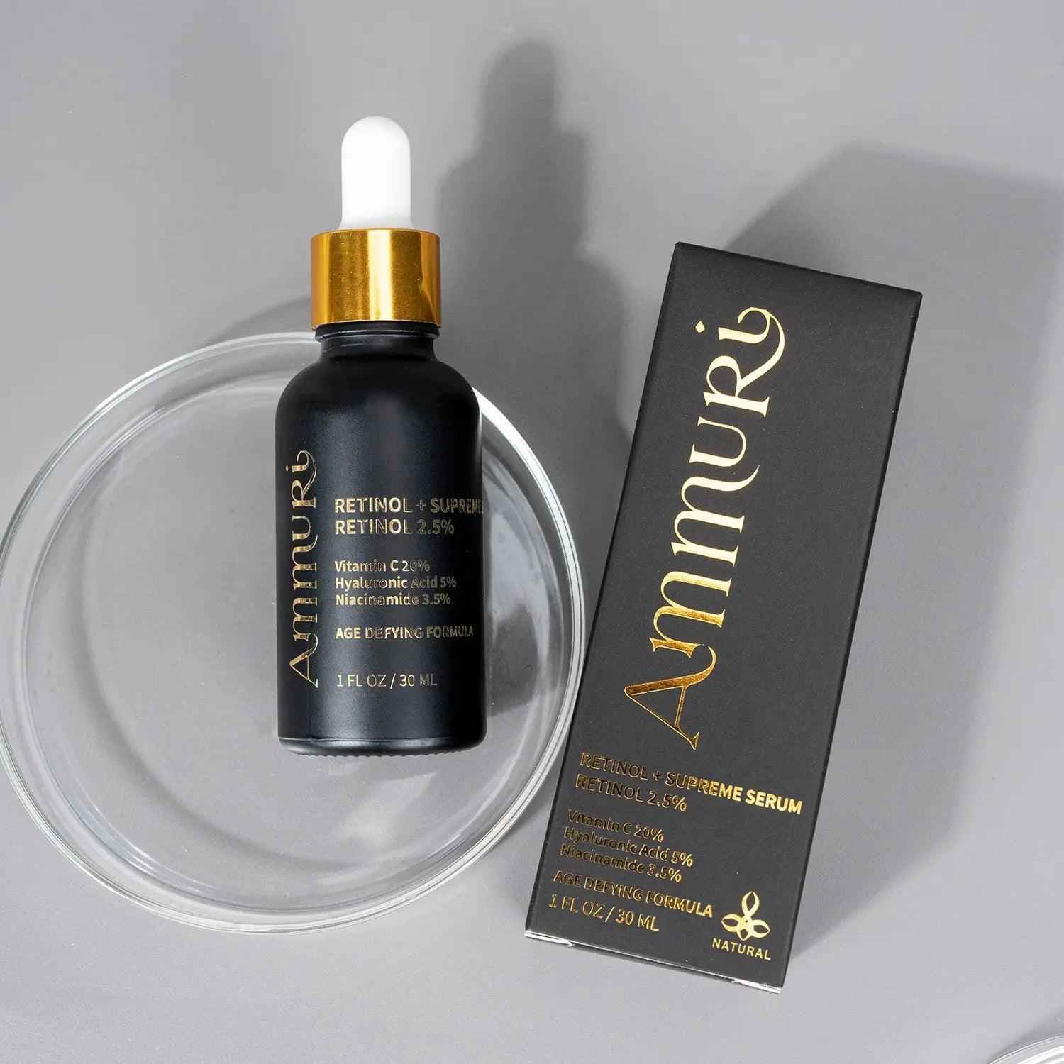 Ammuri Retinol 2.5% Face Serum - Retinol Serum with Vitamin C and Niacinamide