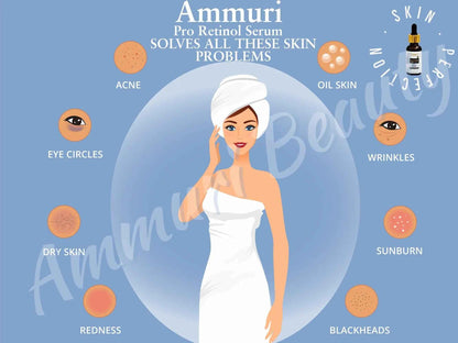 Ammuri Retinol 2.5% Face Serum - Retinol Serum with Vitamin C and Niacinamide